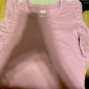 Purple Pink Flutter Sleeve Tee by SO
